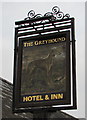 The Greyhound Hotel & Inn name sign near  Llantrisant, Monmouthshire