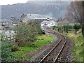 Welsh Highland Railway track skirting Porthmadog