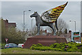 Pegasus sculpture at the Scotts Green Island