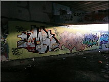 SE0924 : Graffiti art alongside Footpath 691, Halifax by Humphrey Bolton