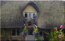 ST8082 : Thatched Cottage Window, Station Rd,  Badminton, Gloucestershire 2011 by Ray Bird