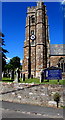 Lympstone Parish Church tower and nameboard