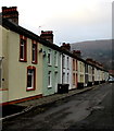 Colourful row of houses in West End, Abercarn 