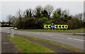 Roundabout in the middle of the junction of two A roads west of Laleston