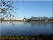 TQ2376 : Fulham Football Ground from the Thames Path by Marathon