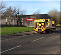 Yellow Highway Maintenance vehicle in Maesglas Industrial Estate, Newport