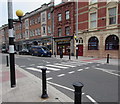 Zebra crossing at the southern end of Commercial Street, Newport