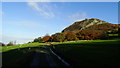 On coast path on eastern outskirts of Llanfairfechan with view towards Penmaen Mawr (Quarries)