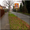 Warning signs facing School Lane, Quedgeley