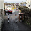 Three posts across the NW end of Yew Tree Road, Newbridge