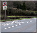 ST3489 : Warning sign - bends for 500 yards south of Caerleon by Jaggery