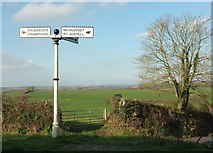 SW9746 : Signpost, St Ewe by Derek Harper