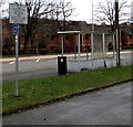 SO0990 : Damaged bus shelter, Llanidloes Road, Newtown by Jaggery