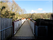 ST0996 : Quakers Yard footbridge over the River Taff by Jaggery