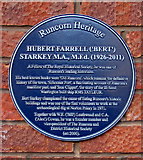 SJ5182 : Hubert Farrell ('Bert') Starkey blue plaque, Runcorn by Jaggery