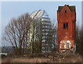 SK5806 : Derelict water tower at Abbey Meadows by Mat Fascione
