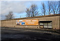 SJ5082 : Runcorn + Widnes banner facing Runcorn railway station by Jaggery