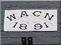 Date stone on The Tramworks, Hatherley Mews, E17