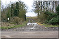 Junction of minor road and bridleway past Poulten