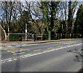 Two telecoms cabinets alongside a Llwydarth Road bus stop, Maesteg