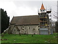 The Church of St Mary the Virgin at East Worldham undrgoing some repair