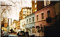 View of coloured houses on Ennismore Gardens Mews