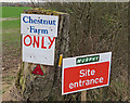 Signs at end of Chestnut Farm driveway