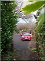 Northbourne: footpath O09 arrives on Georgian Way