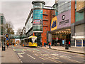 SJ8398 : Metrolink Second City Crossing, Tram passing the Arndale Centre by David Dixon