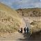 Road through the sand dunes to Faraid Head military installation