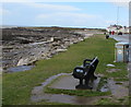 Seafront bench and litter bin, West Drive, Porthcawl