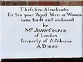 SK1846 : Almshouses inscription by Alan Murray-Rust