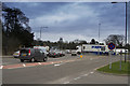 A busy traffic island