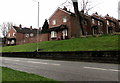 Brick houses and wall above Maendy Way, Cwmbran