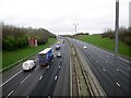 A1(M)  going  north  from  the  footbridge  over  it  near  Aberford