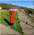 Queen Elizabeth II pillarbox alongside steps, Leadon Court, Thornhill, Cwmbran