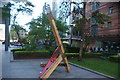 View of a sculpture in Spital Square