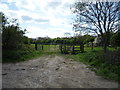 Field entrance and footpath off Warrengate Lane