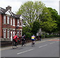 Three cyclists in Rogerstone, Newport