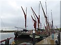 TL8506 : Thames sailing barges at Maldon Quay by Oliver Dixon