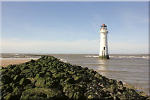 SJ3094 : Breakwater and Lighthouse at New Brighton by Jeff Buck
