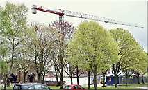 J3471 : Builder's crane, The Embankment, Belfast (April 2017) by Albert Bridge