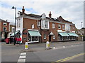 Creek Road pillarbox, cash dispenser and awnings, East Molesey