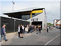 Queue at the Hazell Stand entrance to Rodney Parade, Newport