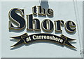 NS8883 : Sign on the Shore public house, Carronshore by JThomas