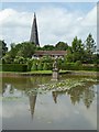 SO7113 : Reflection of the spire of Westbury church by Philip Halling
