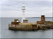SY7076 : Breakwater Lighthouse at Portland Harbour by David Dixon