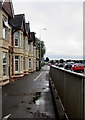 Newport Road houses, pavement and railings, Cardiff