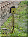 NZ2722 : Mile post at Heighington railway station by Thomas Nugent