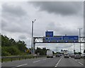 Overhead gantry over M4 eastbound approaching junction 19 